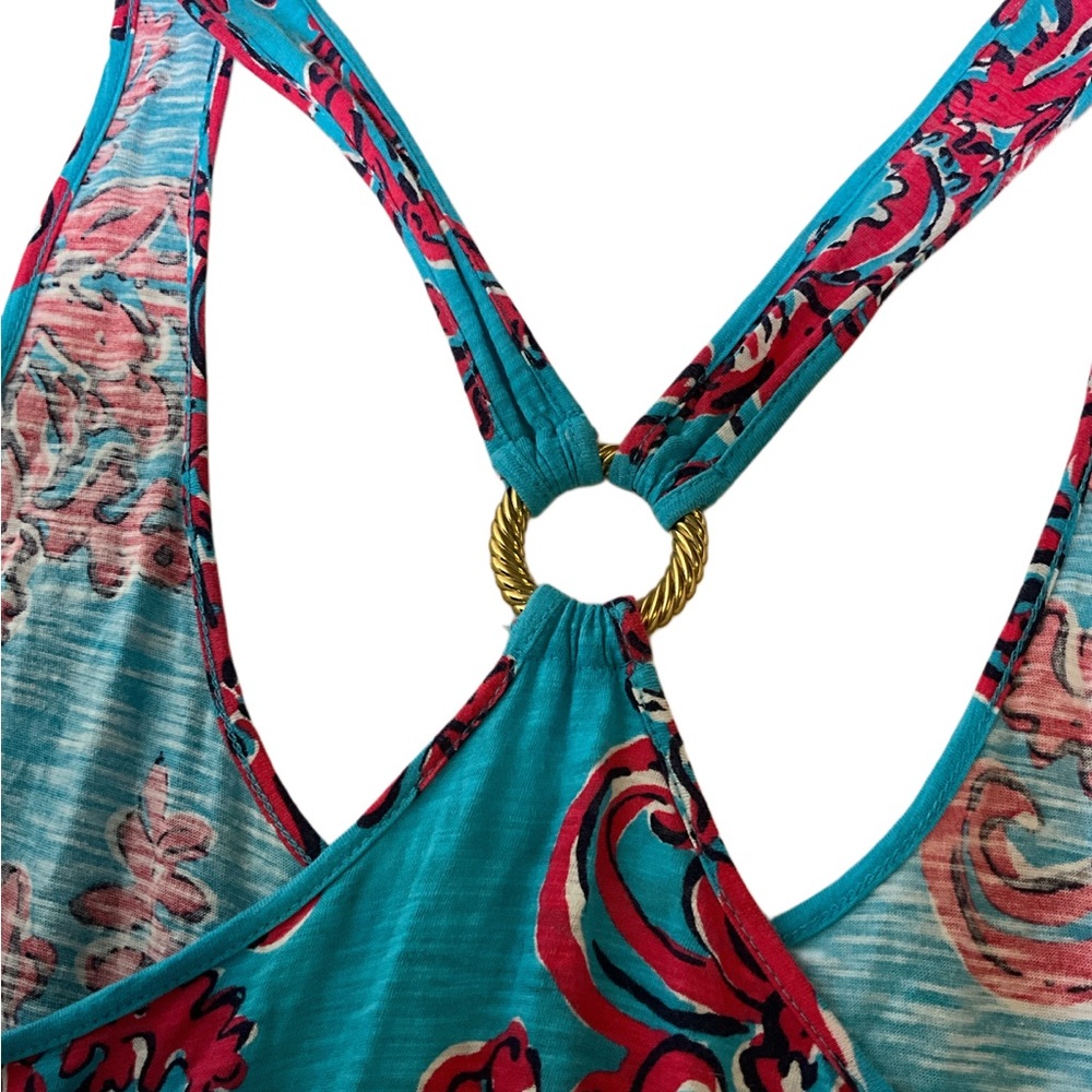 LILLY PULITZER Cotton Shore Tank Dress Searulean Blue Rhode Island Reef, Large - Picture 5 of 5